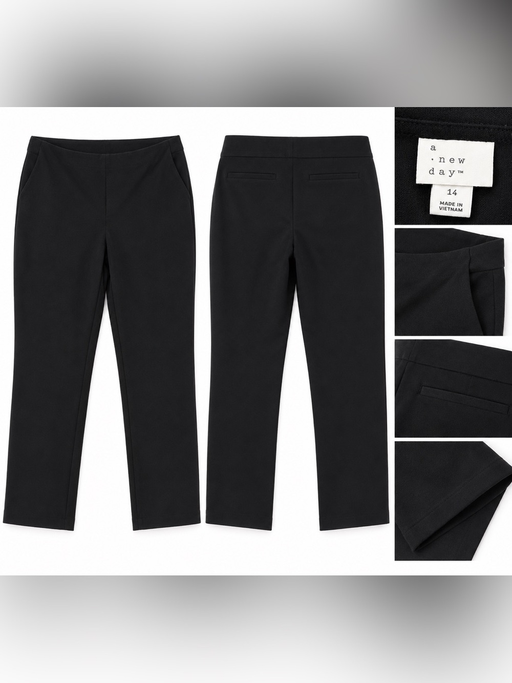 a new day Black Pull-On Straight Leg Pants Size 14 Target